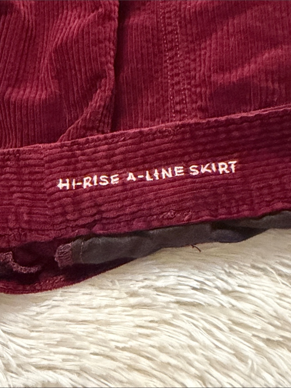 American Eagle Outfitters Burgundy Corduroy Button-Front Mini Skirt - Picture 4 of 5